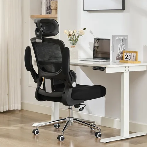Miniatura 10 de Silla de oficina ergonómica, sillas de escritorio de oficina de malla para el hogar, silla de oficina con respaldo alto de 330 libras, silla Beige