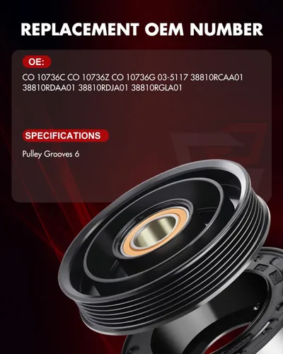Miniatura 5 de Compresor de CA con embrague compatible con Nissan para MAXIMA 3.5L 2008-2014 para Pathfinder 3.5L 2013-2014 para Quest 3.5L 2011-2015