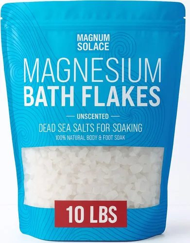 Copos de magnesio para el baño - Cloruro de magnesio en copos - Sales del Mar Muerto para remojo, 10 LBS