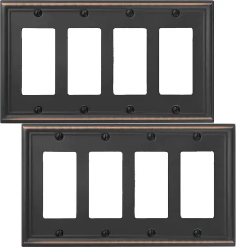 Miniatura 20 de OKAWYC Cubierta de Interruptor de Luz de Palanca Triple Luca Placa de Pared de Metal, Paquete de 2 Bronce Envejecido 3 Gang, Cubierta de Interruptor