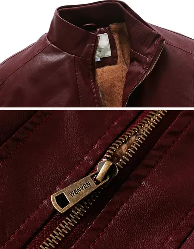 Miniatura 4 de WenVen Chaqueta de piel sintética con forro polar para hombre, Beige