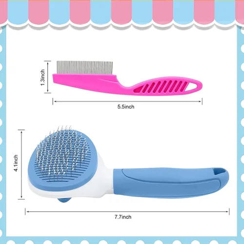 Miniatura 2 de Cepillo Deslizante de Autolimpieza, Cepillos para Gatos de Interior con Peine de Metal, Cepillos de Pelo para Perros y Gatos para Mudanza de Pelo