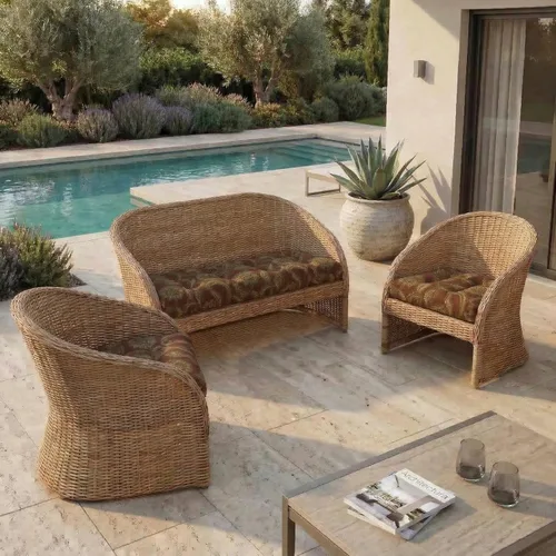 Miniatura 81 de RSH DECOR: Sunbrella 3-Piece Tufted Wicker Cushion Set 44" x 22" & 22" x 22" Outdoor Loveseat & U-Shaped Seat Cushions Crafted with