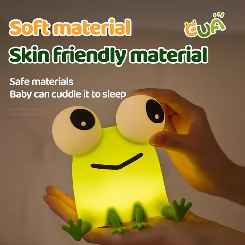 Miniatura 4 de Luz nocturna de rana para niños, bonita luz nocturna de silicona regulable para guardería, lámpara de noche recargable, regalos creativos portátiles