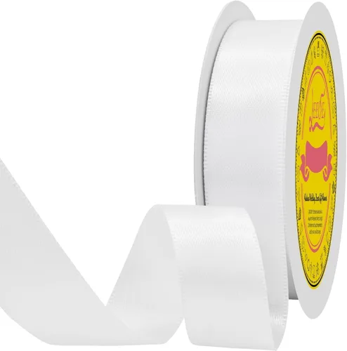Miniatura 119 de Cinta de satén blanca antigua de doble cara de 1-1/2 pulgadas x 50 yardas, cinta de poliéster para envolver regalos, día de San Valentín, bodas