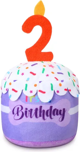 Miniatura 21 de Dansydaisy Accesorios de juguete de pastel de cumpleaños para perros, regalos para niñas y niños, juguete de peluche chirriante para decoración