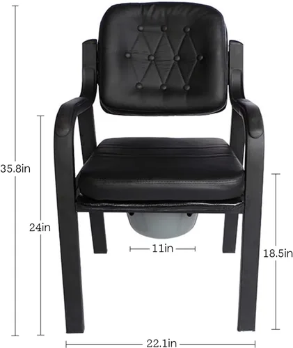 Miniatura 2 de Dyale Deluxe Comfort Commode con asiento acolchado, silla de cama resistente, asiento de inodoro con marco de seguridad para baño de ancianos