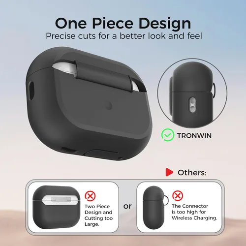 Miniatura 5 de TRONWIN Funda para AirPods Pro 2, [con bloqueo] Funda para AirPods Pro de una pieza (2ª/1ª generación), funda protectora completa de silicona suave