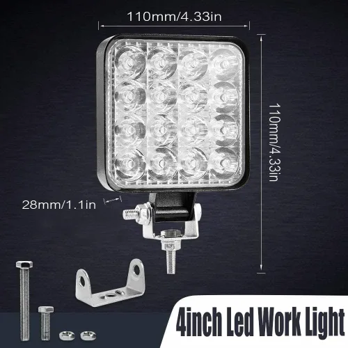 Miniatura 2 de Turboo - Barra de luz LED, 10 unidades de 4 pulgadas y 48 W, luces de trabajo cuadradas, luces LED todoterreno para camiones, vehículos todoterreno