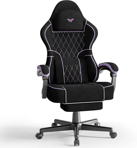 Miniatura 10 de Ferghana Silla ergonómica de cuero para juegos con reposapiés y reposabrazos de acoplamiento, silla de juegos de computadora de respaldo alto