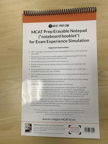 Miniatura 3 de MCAT Prep Erasable NotepadWhiteboard (noteboard booklet) with Staedtler Marker for Exam Experience Simulation