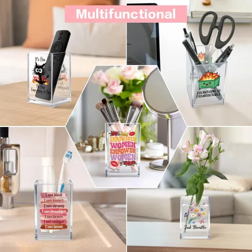 Miniatura 6 de Never Let Anyone Dull Your Sparkle - Organizador de brochas de maquillaje acrílico, almacenamiento de pinceles acrílicos para niñas, regalos