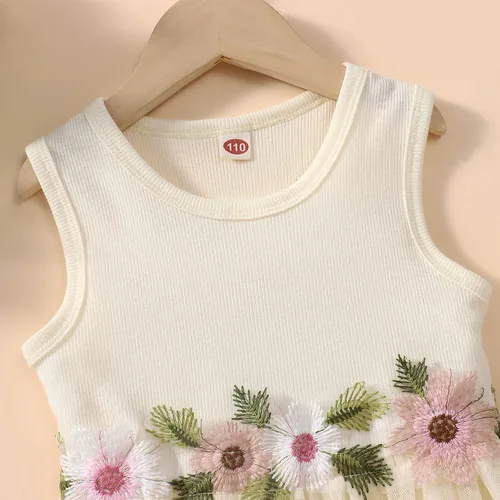 Miniatura 4 de Vestido de verano para niña de las flores tutú floral para niños sin mangas de punto princesa fiesta casual vestido de verano 2-7T