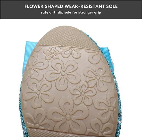 Miniatura 4 de Zapatos de vestir para niñas, Mary Jane, boda, fiesta, talón, lazo con purpurina, zapatos de princesa con flores para niños pequeños