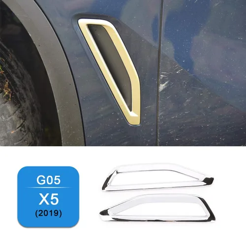 Miniatura 2 de 2 unids ABS para BMW X5 G05 2019 Car Side Air Vent Decoración Fender Trim Accesorios (plateado brillante)