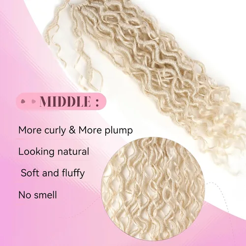 Miniatura 4 de Aipin Goddess Cabello de Ganchillo de 18 Pulgadas Boho River Locs Hippie Locs Ondulado de Ganchillo Con Cabello Rizado en el Medio y Extremos 613