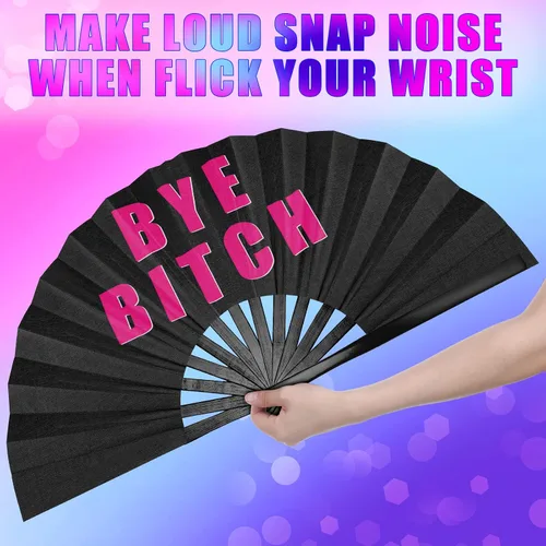 Miniatura 4 de Amyhill 3 ventiladores de mano grandes de bambú, ventilador plegable icónico de mano, ventilador chino de mano, para mujeres y hombres, festivales