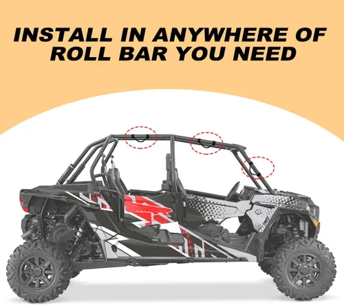 Miniatura 8 de Asas de agarre de barra antivuelco UTV para Polaris RZR Can Am, UTV para barra enrollable de 1.75 a 2 pulgadas, empuñaduras de agarre para pasajeros
