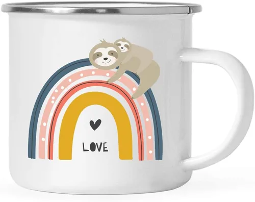 Miniatura 14 de Andaz Press Taza de chocolate caliente de acero inoxidable para niños, 11 onzas, perezoso arcoíris azul, paquete de 1, para niños, ideas