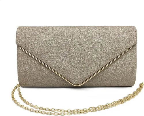 Miniatura 2 de Bolso de noche brillante para mujer, bolso de mano para boda, bolso de novia, bolso de fiesta con cadena desmontable, plateado