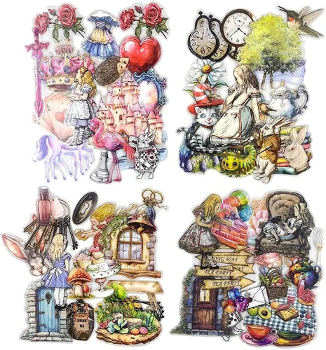 Miniatura 9 de Alideco 120 piezas Pegatinas para Álbumes de Recortes Figuras Retro Scrapbooking Diario Basura Manualidades Embellecimiento Decoración Pegatinas