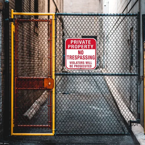 Miniatura 6 de Paquete de 5 carteles de propiedad privada No Trespassing, cuadrado de 12 x 12 pulgadas, aluminio libre de óxido, protección UV e impermeable, Señal