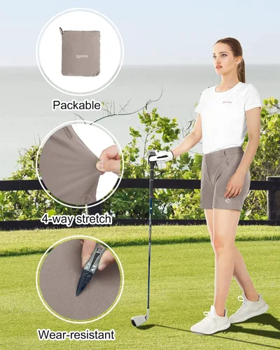 Miniatura 5 de 33,000ft Pantalones cortos de golf para mujer, de 5 pulgadas, elásticos, de secado rápido, con bolsillos
