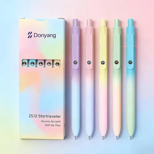Esenciales para cesta de Pascua, 5 bolígrafos de gel de 0.028 in de tinta negra con escritura suave, bolígrafos de color degradado para tomar notas,