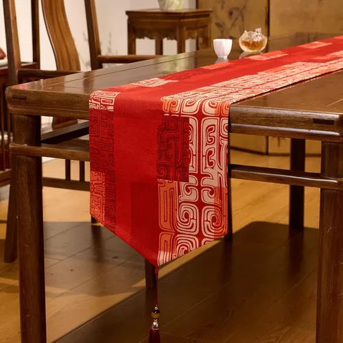 Miniatura 21 de Camino de mesa rojo de 13 x 85 pulgadas, de lino y algodón, decoración de otoño para decoración del hogar, camino de macramé de 85 pulgadas