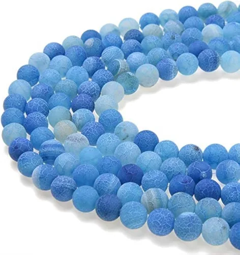Miniatura 31 de Cuentas sueltas de jade azul teñido natural de 6 mm, cuentas redondas lisas, aproximadamente 15.5 pulgadas, para hacer pulseras y collares de Jade