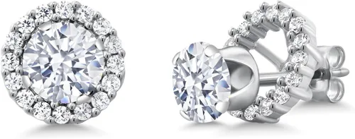 Miniatura 78 de Gem Stone King Aretes redondos de plata de ley 925 de 0.236 in con piedra natal extraíble para mujer