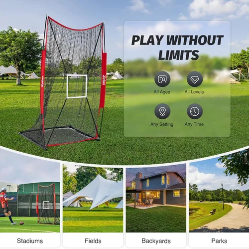 Miniatura 5 de ZELUS Red de Pateo de Fútbol Americano de 7x4 pies, Red Portátil de Lanzamiento de Fútbol Americano con Accesorio de Zona de Objetivo, Herramienta
