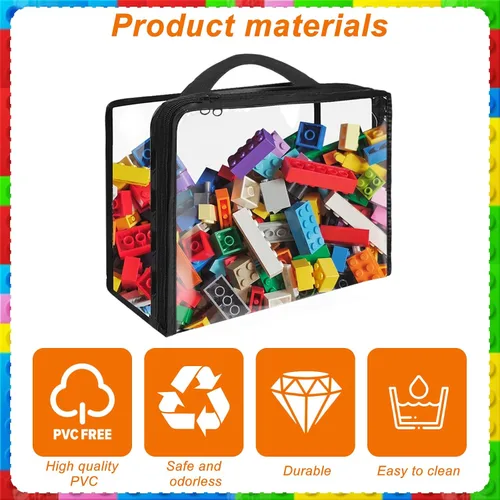 Miniatura 4 de Paquete de 10 bolsas de almacenamiento de juguetes de PVC extra grandes con cierre de cremallera, organizador de juguetes portátil