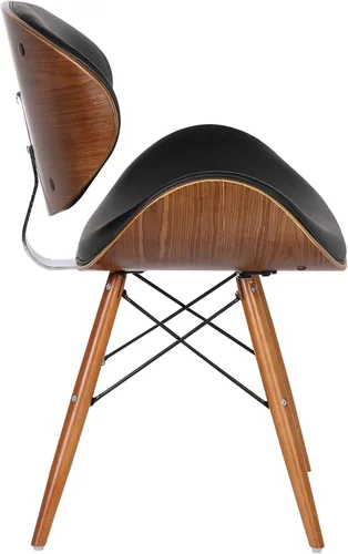 Miniatura 5 de Armen Living Cassie - Silla de comedor en piel sintética negra y acabado de madera de nogal, 20 pulgadas de profundidad x 21 pulgadas de ancho x 31