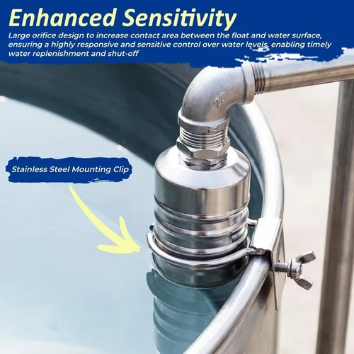 Miniatura 6 de 2PCS Water Float Valve, 1/2" to 3/4'' Water Level Control Float Valve, 304 Stainless Steel Automatic Water Shut off Valve, with Straight & Elbow