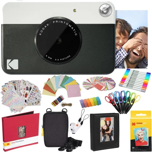 Miniatura 10 de Kodak Printomatic - Cámara instantánea (verde) todo en paquete + papel Zink (20 hojas) + funda de lujo + álbum de fotos + 7 juegos de calcomanías +