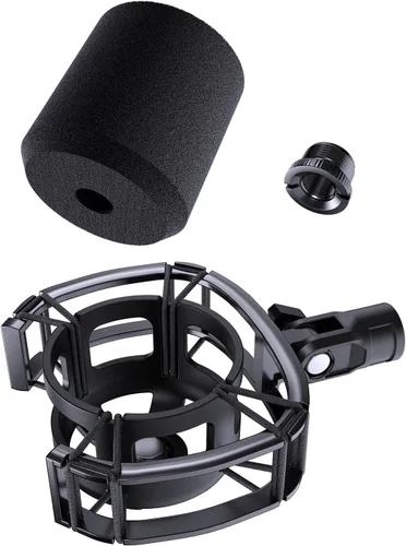 Miniatura 6 de AT2020 Soporte de amortiguador para micrófono con filtro pop, [Construido a medida para micrófono audio technica] Clip de sujeción de amortiguador