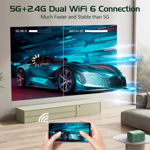Miniatura 3 de Mini proyector con WiFi y Bluetooth, proyector portátil Full HD 1080P compatible con 4K, enfoque eléctrico y proyector Keystone automático
