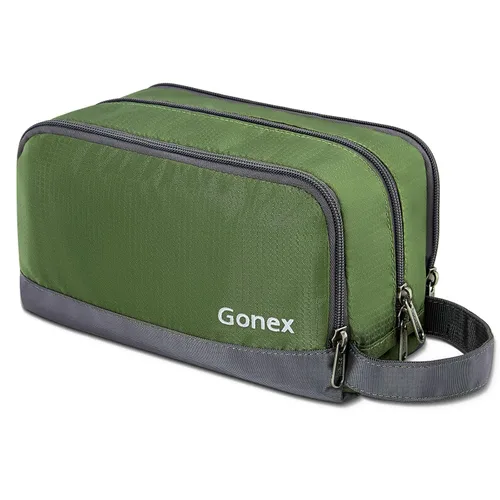 Miniatura 7 de Gonex Neceser de viaje de nailon, bolsa de afeitado, organizador de artículos de tocador, Verde