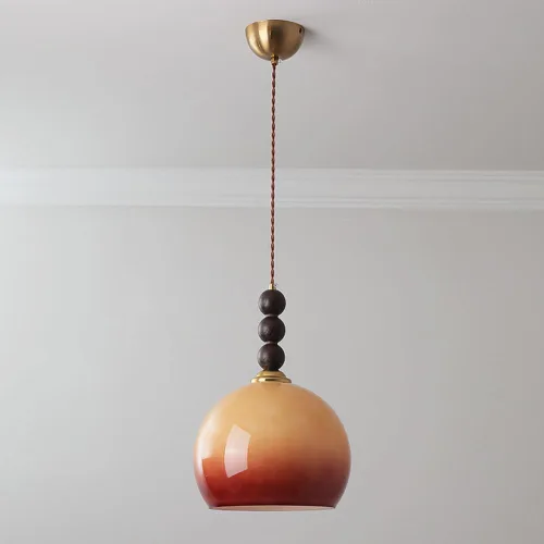 Miniatura 6 de Lámpara colgante moderna de una sola cabeza vintage degradado de cristal naranja lámparas colgantes altura ajustable lámpara para comedor café