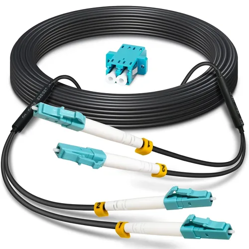 Miniatura 9 de Uniboot OM3 Cable de fibra óptica blindado para exteriores LC a LC de 100 pies (98.4 ft), cable de conexión multimodo de 40 GB/10 GB dúplex 50/125