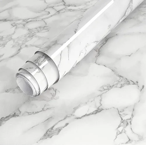 Miniatura 10 de VIOPVERY - Papel de contacto de mármol blanco y marrón, papel tapiz para despegar y pegar de 15.7 x 78.7 pulgadas, revestimiento de vinilo