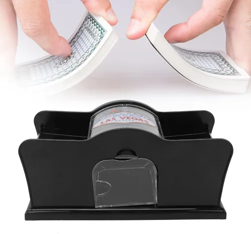 Miniatura 8 de Barajador manual de cartas de 1-2 barajas para blackjack, póker, silencioso, manivela, equipo de casino máquina barajadora de cartas para jugar a