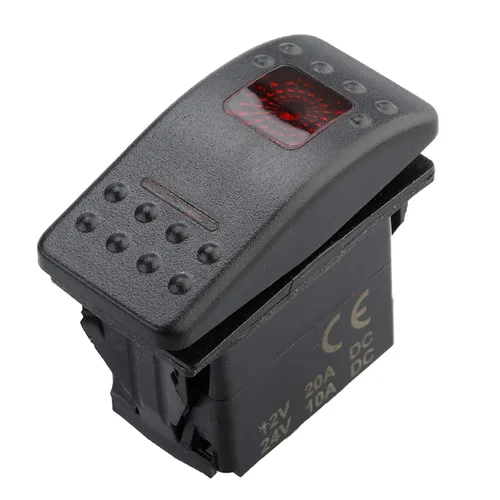 Miniatura 4 de Amarine Made Interruptor basculante impermeable de 12V 20 Amp On-Off-On 2 posiciones para barco marino DPDT 7 Pin con 2 lámparas LED (rojo)