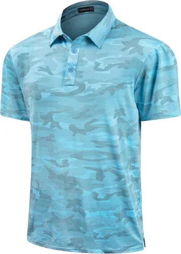 Miniatura 163 de TAPULCO Camisetas tipo polo de secado rápido para hombre, diseño de camuflaje, atléticas, ligeras, transpirables, casuales, para golf