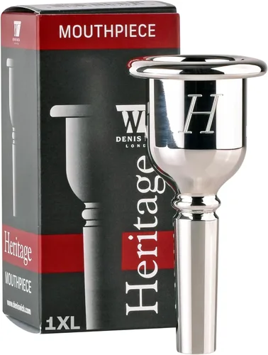 Denis Wick Heritage - Boquilla para tuba chapada en plata, 2186-1XL, orificio trasero abierto para flujo de aire equilibrado y tono, accesorios de