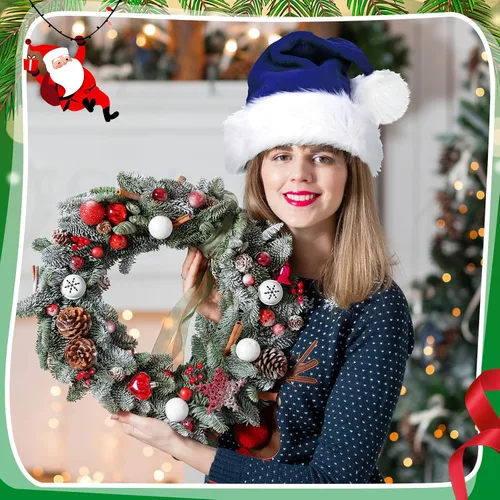 Miniatura 5 de SATINIOR Paquete de 12 Sombreros de Papá Noel de Felpa Gorro de Papá Noel de Navidad para Obsequios de Fiesta Navideña para Mujeres, Hombres