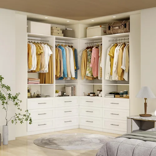 Miniatura 3 de Sistema de armario con cajones de madera, sistema de organización de armario de 4 pies con cajones y varillas para colgar y para vestidores, 2