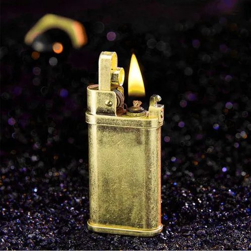 Encendedor vintage de cobre de queroseno y cobre, encendedores de latón resistentes al viento para hombres, papá, marido (combustible no incluido)