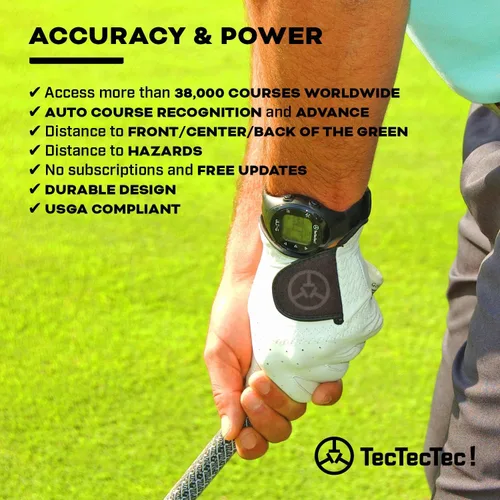 Miniatura 5 de TecTecTec ULT-G - Reloj de golf GPS elegante, ligero y multifuncional, con correa de muñeca duradera y pantalla LCD, campos precargados en todo